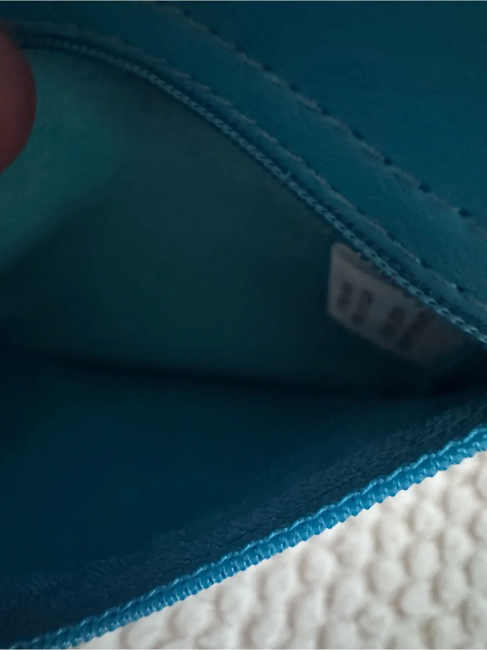 Blue Fold-Over Leather Clutch with Embossed Logo